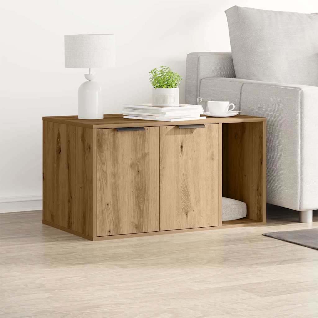Mueble arenero para gatos madera roble artisian 42x42x51 cm
