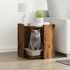 Mueble arenero de gatos madera gris hormigón 53x53x51 cm