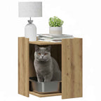 Mueble arenero para gatos madera roble artisian 42x42x51 cm