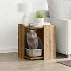 Mueble arenero para gatos madera roble artisian 42x42x51 cm
