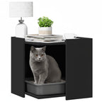 Mueble arenero para gatos madera ingeniería negro 53x53x51 cm