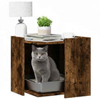 Mueble arenero para gatos madera roble ahumado 53x53x51 cm