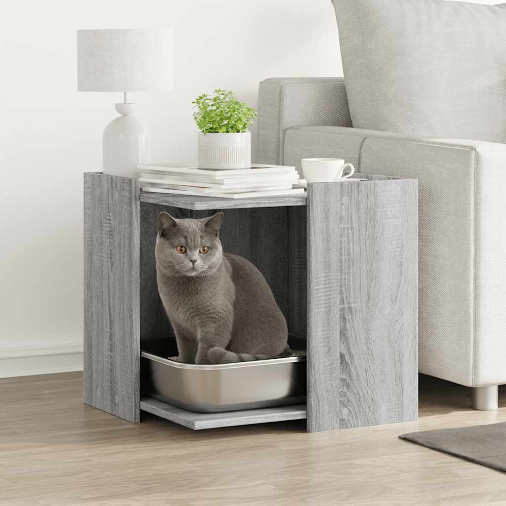 Mueble arenero para gatos madera gris Sonoma 53x53x51 cm