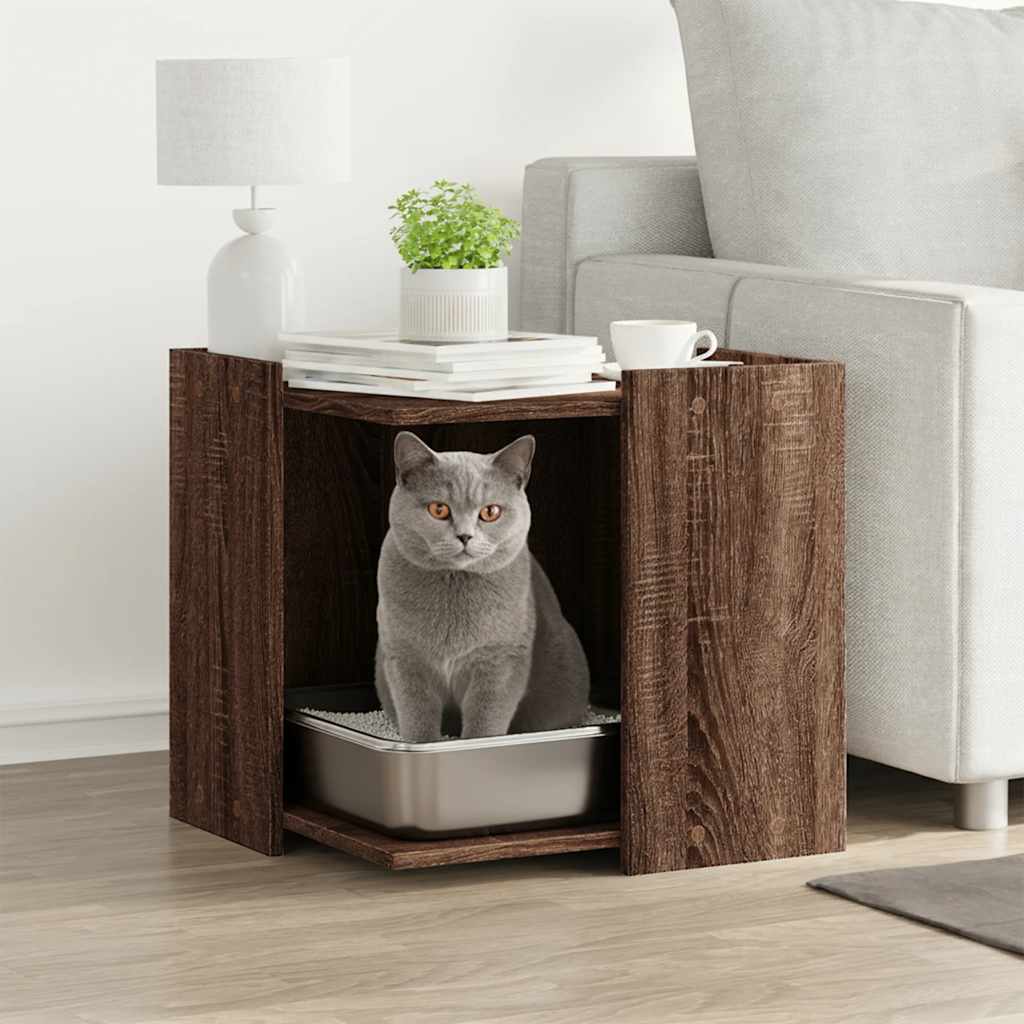 Mueble arenero para gatos madera ingeniería negro 53x53x51 cm
