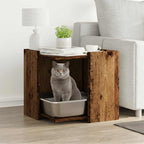 Mueble arenero de gatos madera gris hormigón 53x53x51 cm