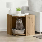 Mueble arenero para gatos madera roble artisian 42x42x51 cm