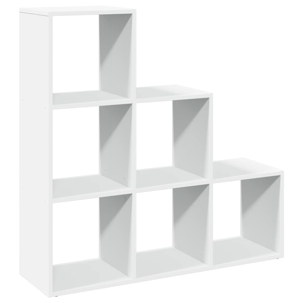 Librería biombo de 3 niveles, blanca, 99x29x99 cm, madera de ingeniería