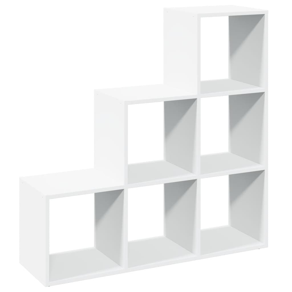 Librería biombo de 3 niveles, blanca, 99x29x99 cm, madera de ingeniería
