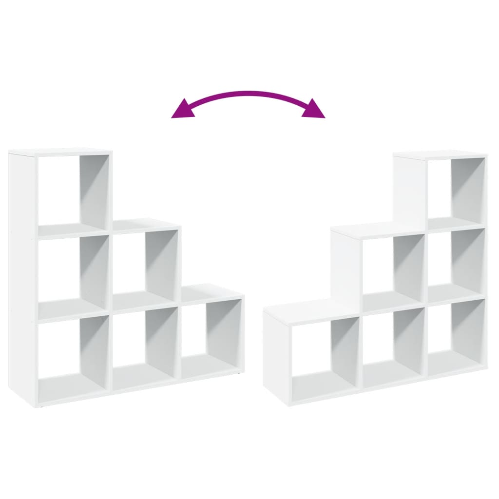 Librería biombo de 3 niveles, blanca, 99x29x99 cm, madera de ingeniería