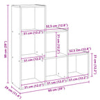 Librería biombo de 3 niveles, blanca, 99x29x99 cm, madera de ingeniería