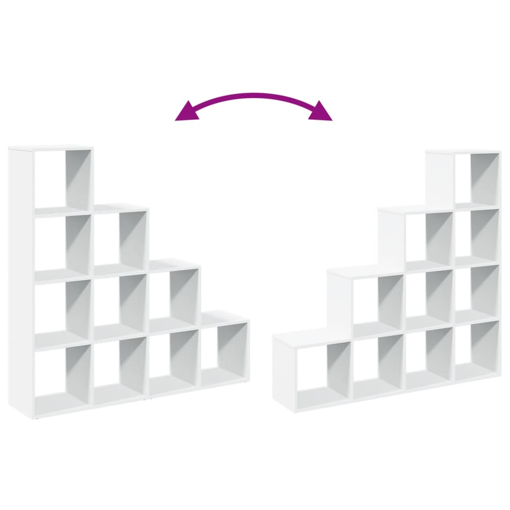 Librería divisora 4 niveles madera blanca 131,5x29x131,5 cm
