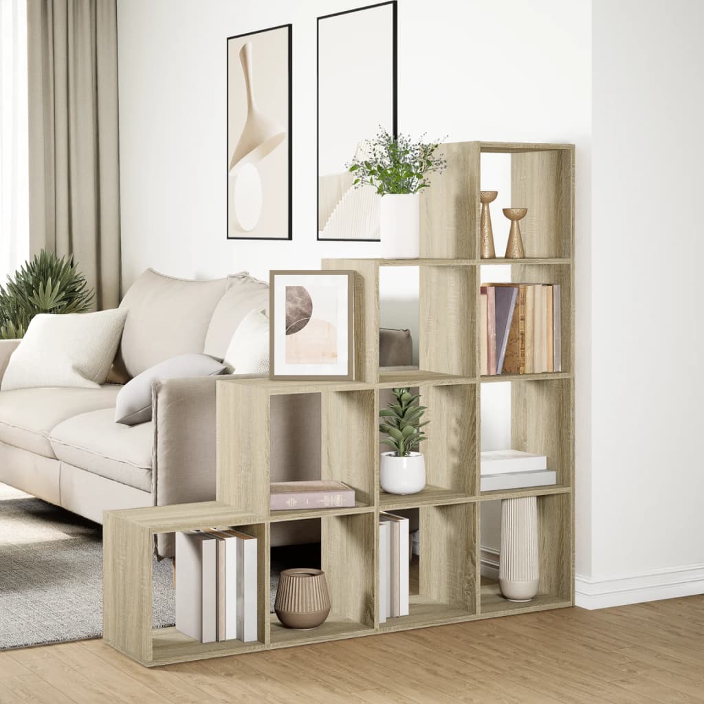 Librería divisora 4 niveles madera Sonoma 131,5x29x131,5 cm