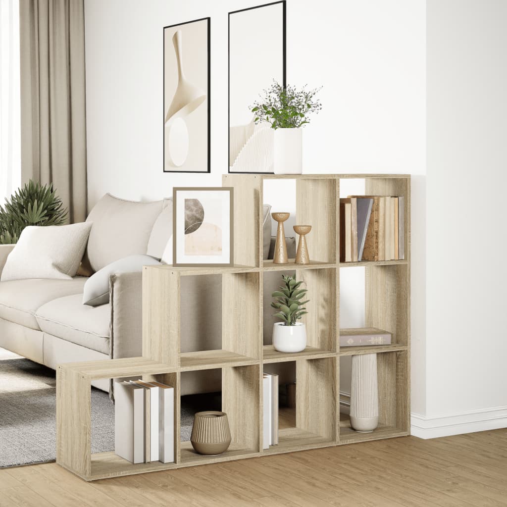 Librería divisora 3 niveles madera Sonoma 137,5x29x103,5 cm