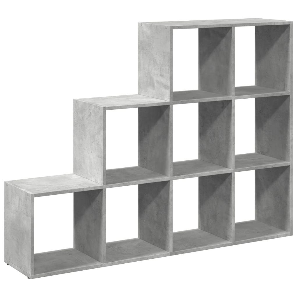 Librería divisora 3 niveles madera gris 137,5x29x103,5 cm