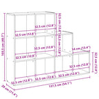 Librería divisora 3 niveles madera gris 137,5x29x103,5 cm