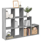 Librería divisora 3 niveles madera gris Sonoma 123x29x123 cm
