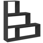 Librería divisora 3 niveles madera negro 123x29x123 cm
