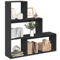 Librería divisora 3 niveles madera negro 123x29x123 cm