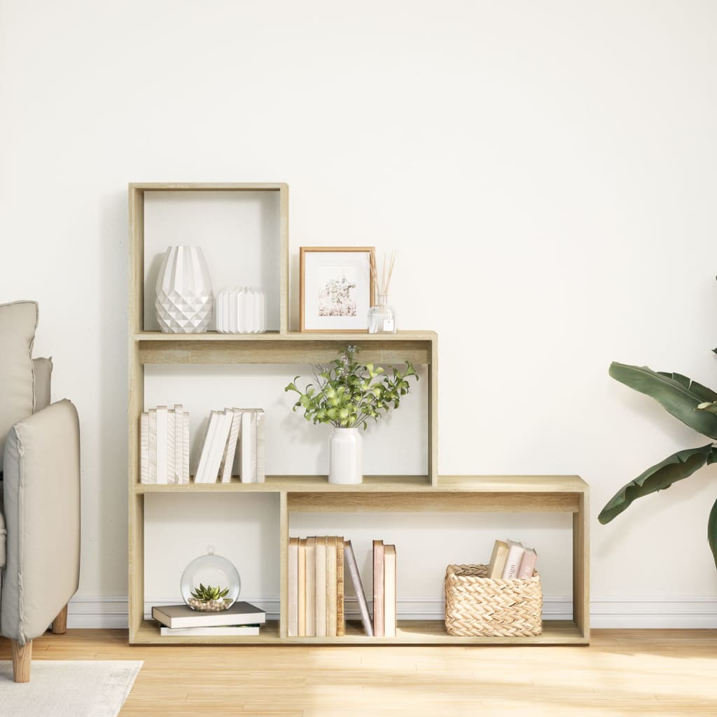 Librería divisora 3 niveles madera roble Sonoma 123x29x123 cm