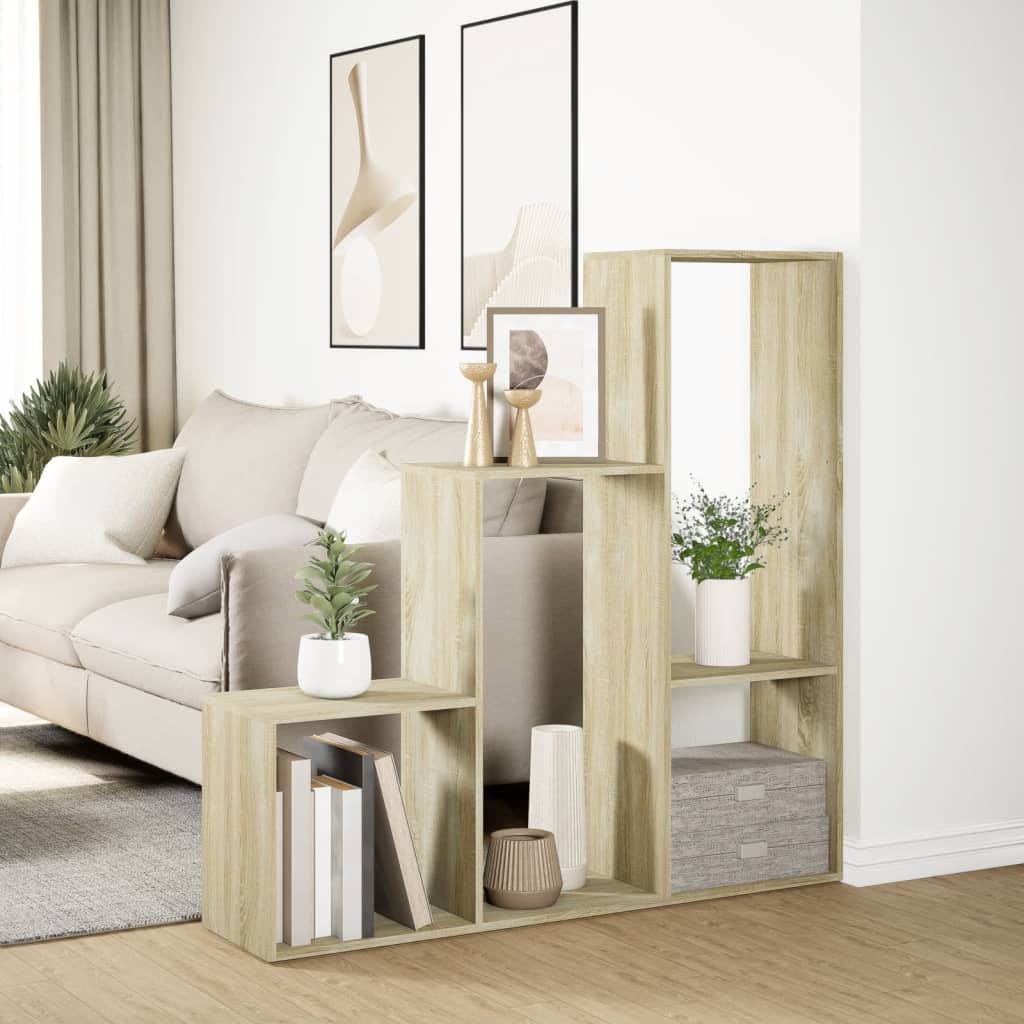 Librería divisora 3 niveles madera roble Sonoma 123x29x123 cm