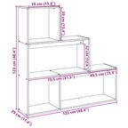 Librería divisora 3 niveles madera roble Sonoma 123x29x123 cm