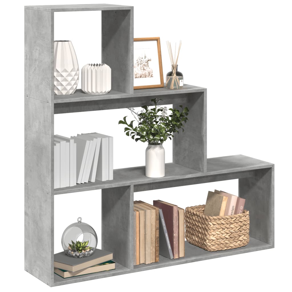 Librería divisora 3 niveles madera gris 137,5x29x103,5 cm