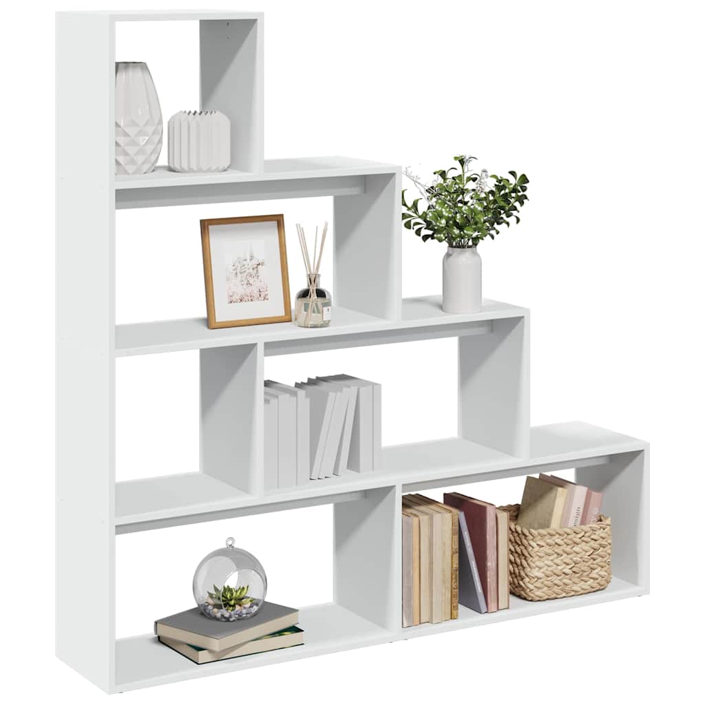 Librería divisora 4 niveles madera blanca 131,5x29x131,5 cm