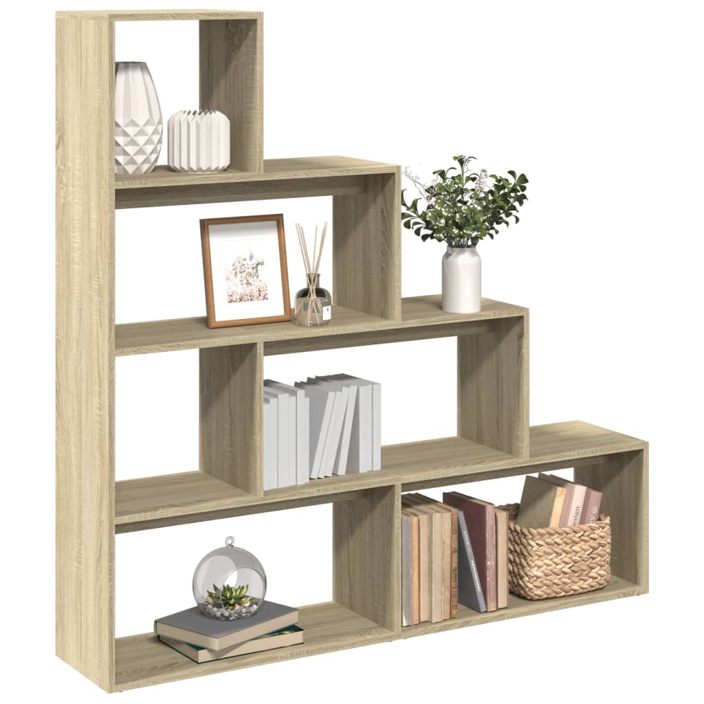 Librería divisora 4 niveles madera Sonoma 131,5x29x131,5 cm