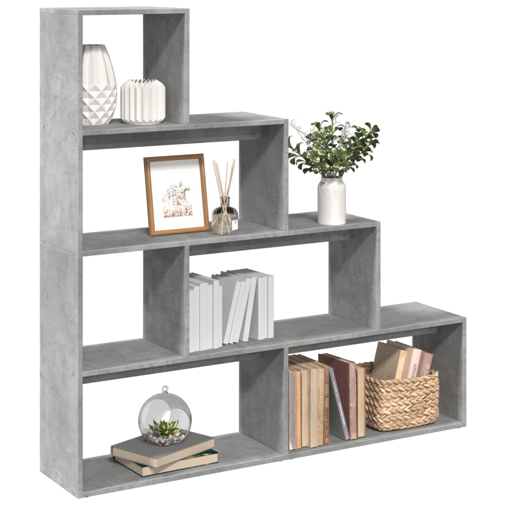 Librería divisora 4 niveles madera gris 131,5x29x131,5 cm