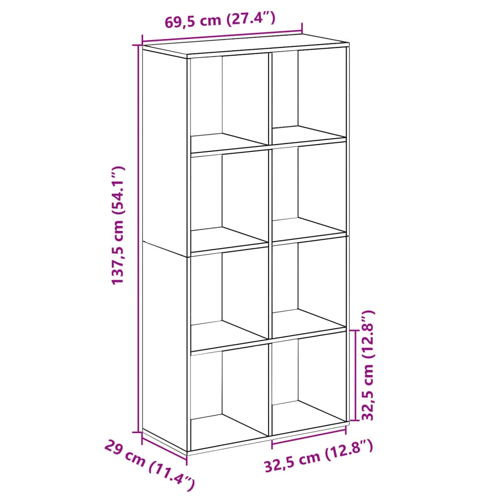 Librería biombo blanco 69,5x29x137,5 cm madera de ingeniería