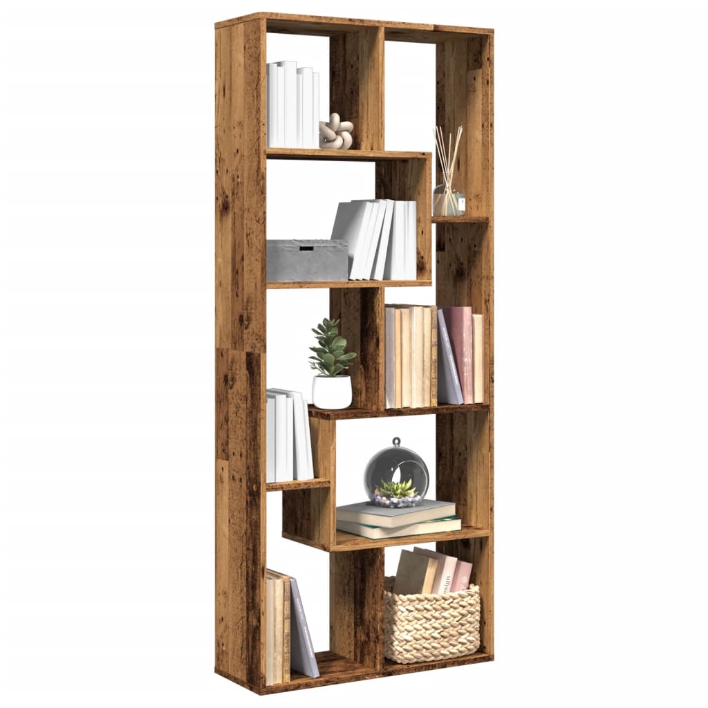 Librería divisor madera ingeniería envejecida 69,5x29x137,5 cm