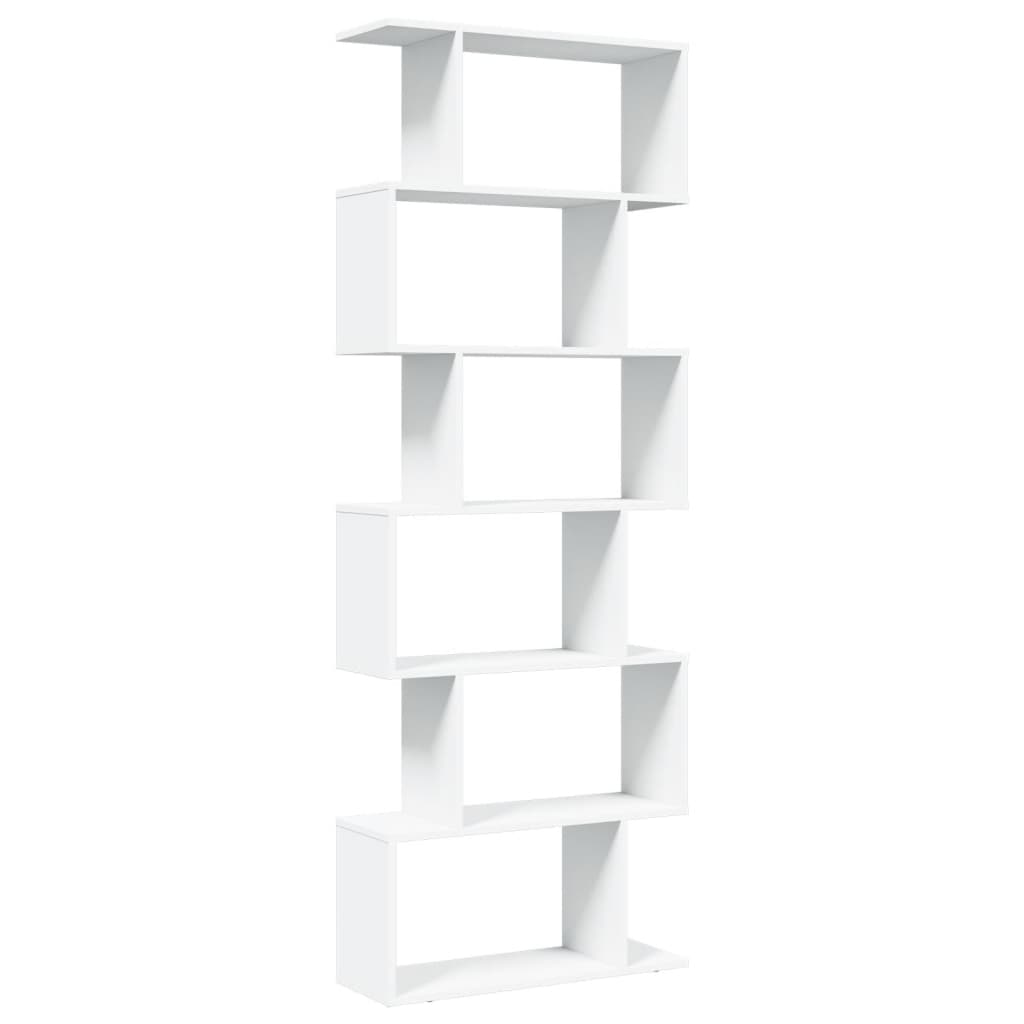 Librería divisor 6 niveles madera ingeniería blanco 70x24x193cm
