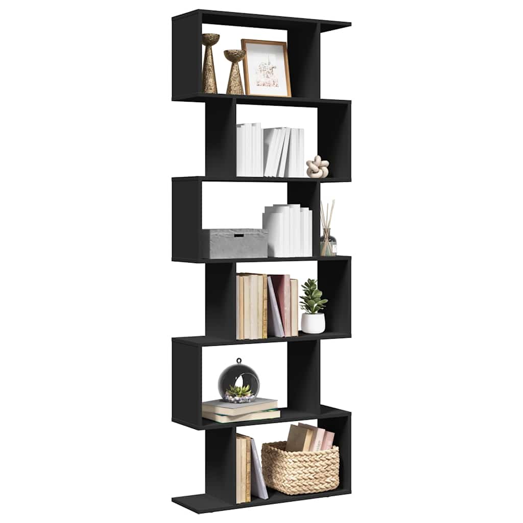 Librería divisora 5 niveles madera envejecida 70x24x161 cm