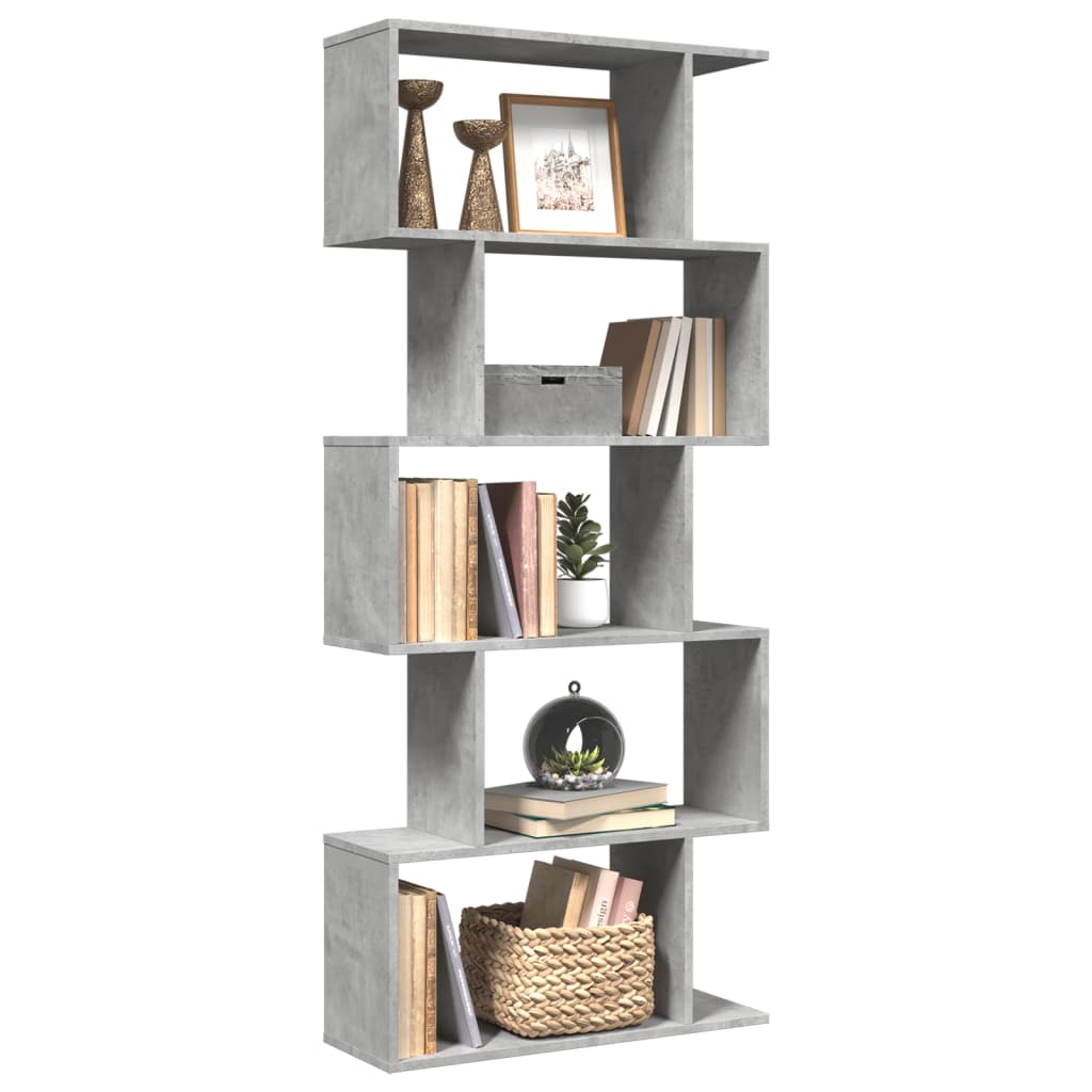 Librería divisora 5 niveles madera envejecida 70x24x161 cm