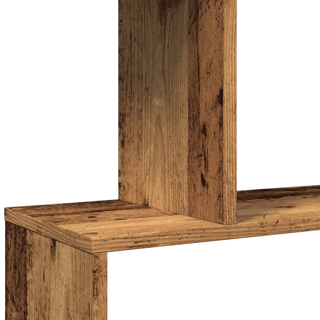 Librería divisora 5 niveles madera envejecida 70x24x161 cm