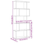 Librería divisora 5 niveles madera envejecida 70x24x161 cm