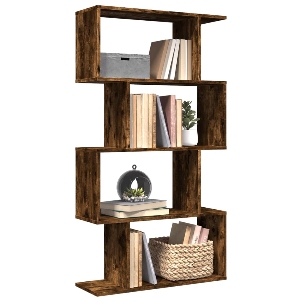 Librería divisora 4 niveles madera gris Sonoma 70x24x129 cm