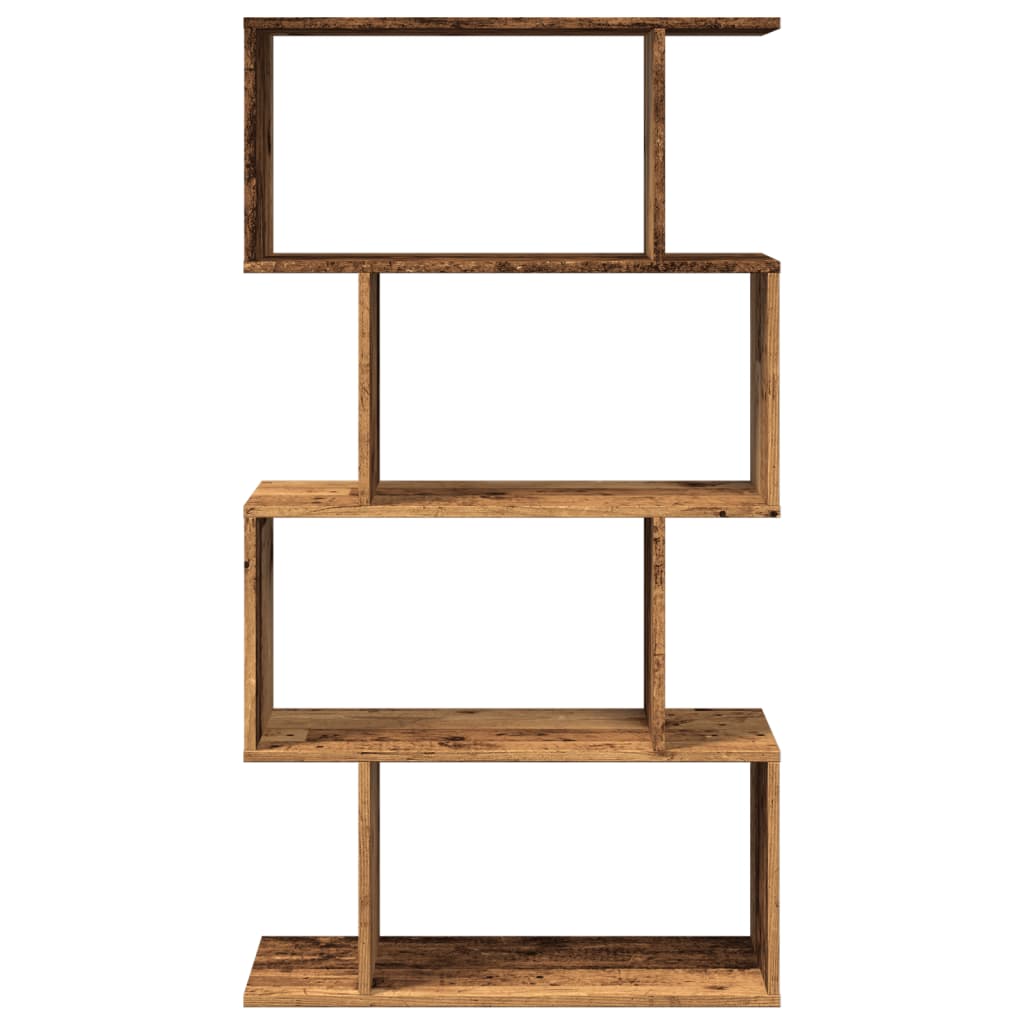 Librería divisora 4 niveles madera envejecida 70x24x129 cm