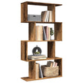Librería divisora 4 niveles madera envejecida 70x24x129 cm