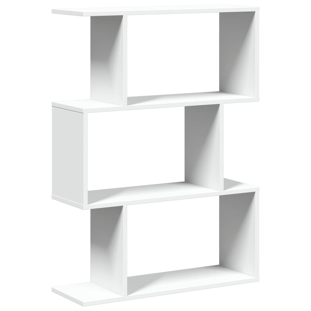 Librería biombo de 3 niveles, blanca, 70 x 24 x 97 cm, madera de ingeniería