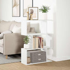 Librería biombo de 3 niveles, blanca, 70 x 24 x 97 cm, madera de ingeniería