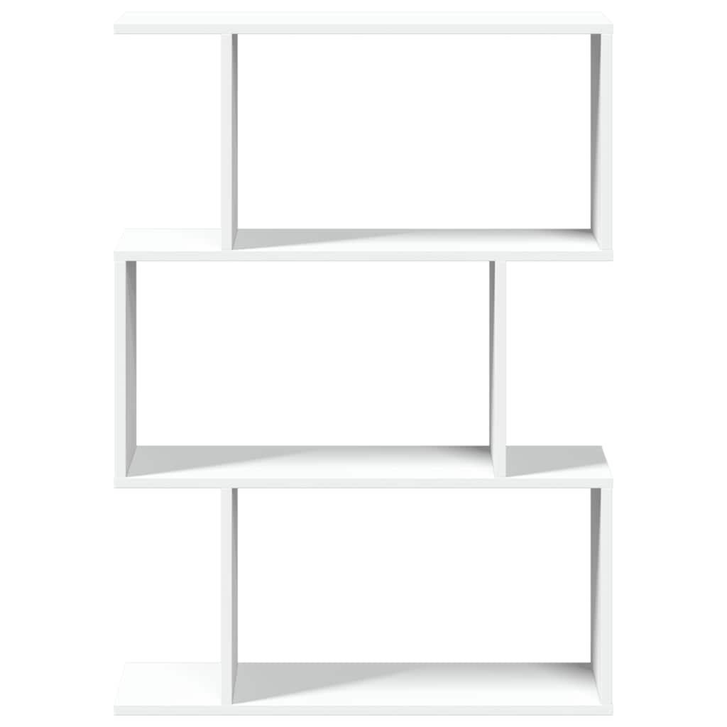 Librería biombo de 3 niveles, blanca, 70 x 24 x 97 cm, madera de ingeniería