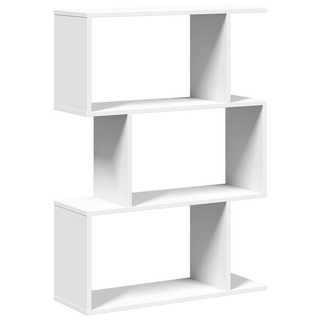 Librería biombo de 3 niveles, blanca, 70 x 24 x 97 cm, madera de ingeniería