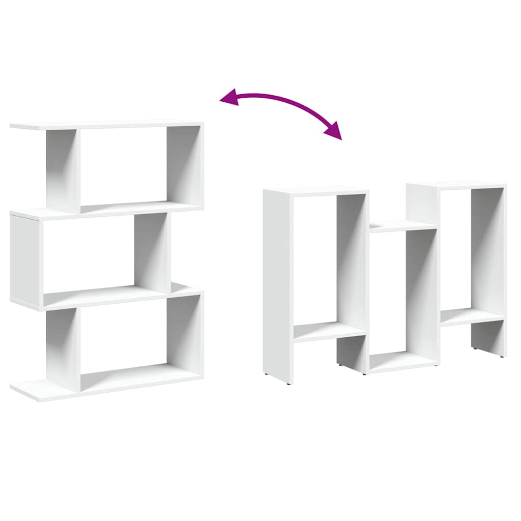 Librería biombo de 3 niveles, blanca, 70 x 24 x 97 cm, madera de ingeniería