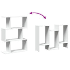 Librería biombo de 3 niveles, blanca, 70 x 24 x 97 cm, madera de ingeniería