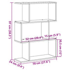 Librería biombo de 3 niveles, blanca, 70 x 24 x 97 cm, madera de ingeniería