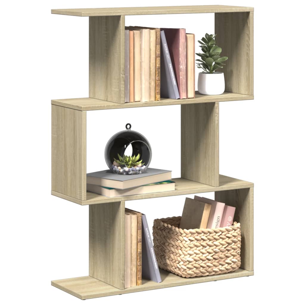Librería divisora 3 niveles madera roble Sonoma 70x24x97 cm