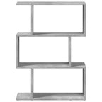 Librería divisora 3 niveles madera gris hormigón 70x24x97 cm