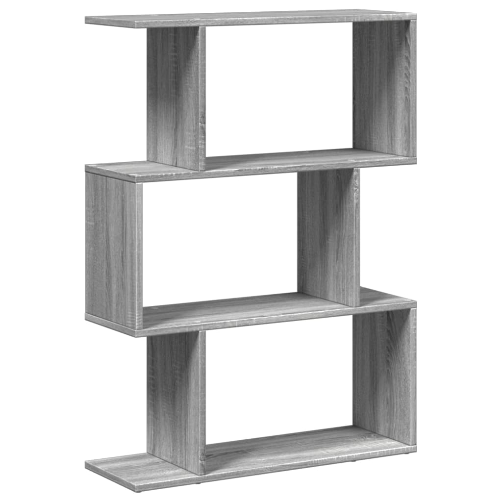 Librería divisora 3 niveles madera gris Sonoma 70x24x97 cm