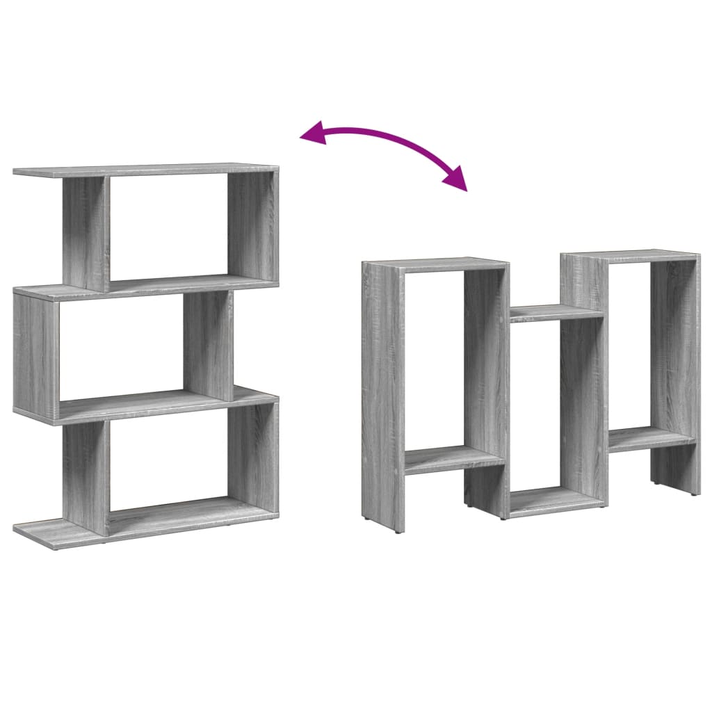 Librería divisora 3 niveles madera gris Sonoma 70x24x97 cm
